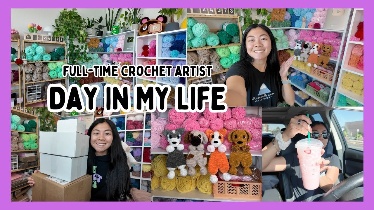 Day In My Life / Full-Time Crochet Artist 🌱 Crocheting, Packing Orders, Yarn Haul, & More! Vlog