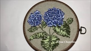 Гортензия вышитая лентами / Hydrangea embroidered with ribbons