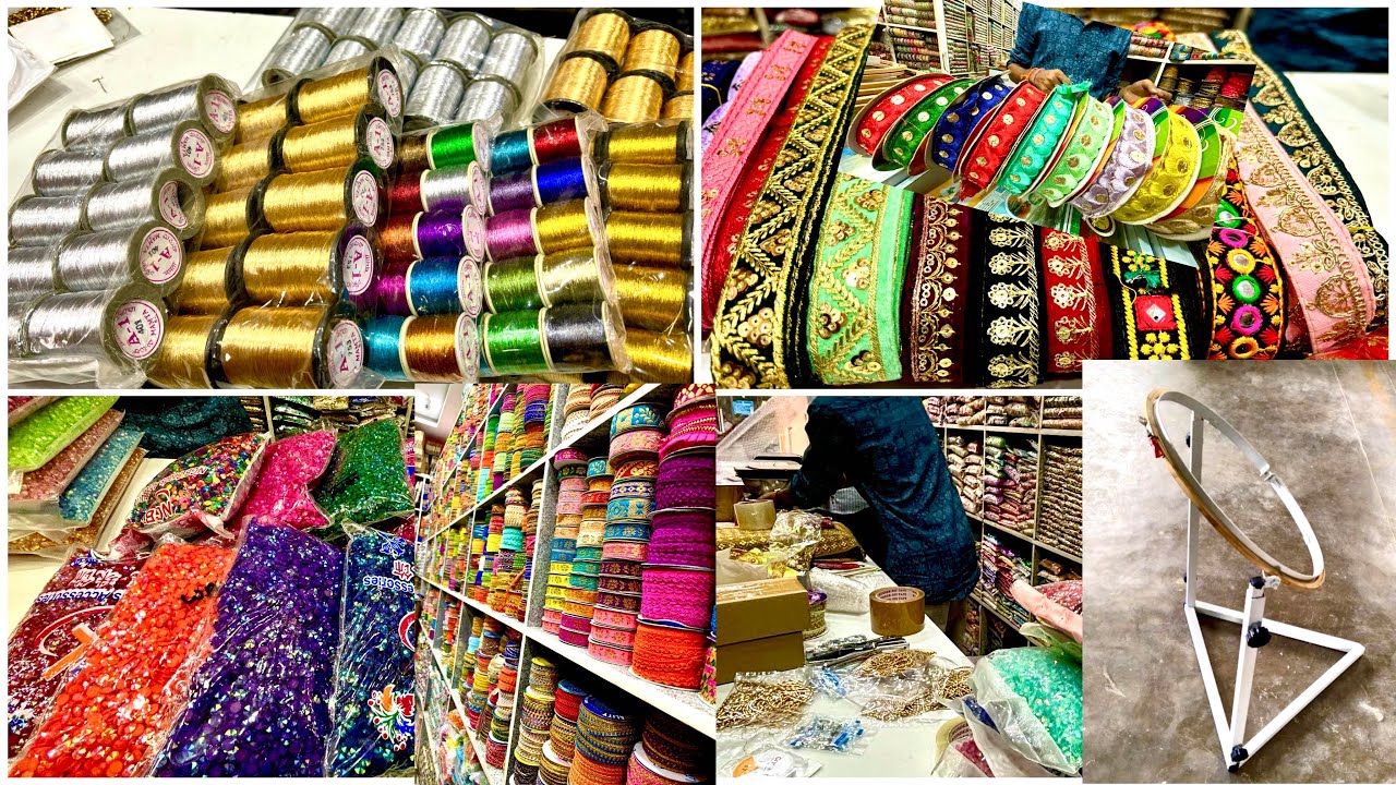 Tailoring materials starting 5Rs ,stones,lace,Aari frame stand ,all Aari items online available