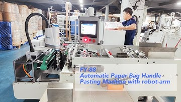 The best performance #paperbag handle automatic robot arm pasting machine by Feiyang to Brazil 🇧🇷