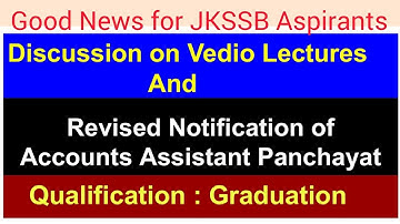 Account Assistant panchayat | jkssb |detailed syllabus | Vedio Lectures
