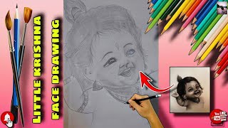 How to draw little krishna face drawing|#pencil #artist #drawing #sketch #krishna  @DebayanDeyart