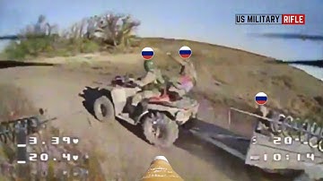 Oekraïense FPV-drones schakelen één voor één Russische infanterie uit op voertuigen die open veld...