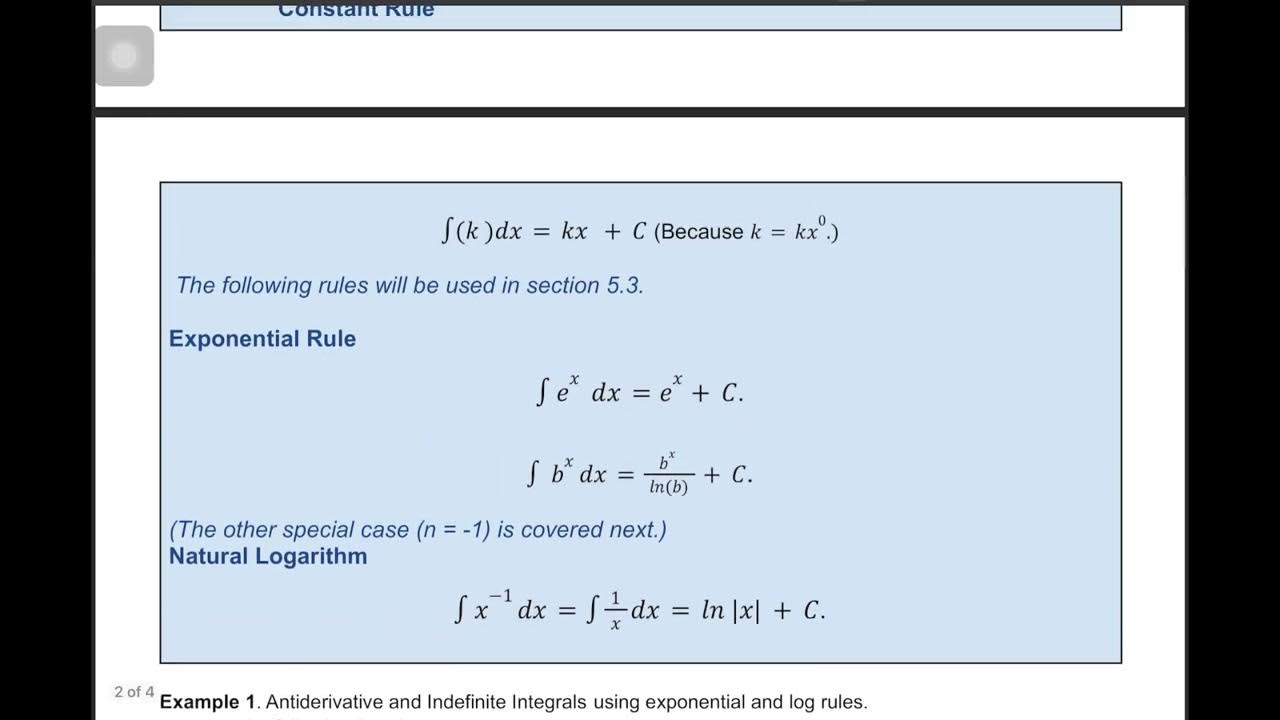 5.3 - *Intro to Integration Exponential and Logarithmic Functions and ...