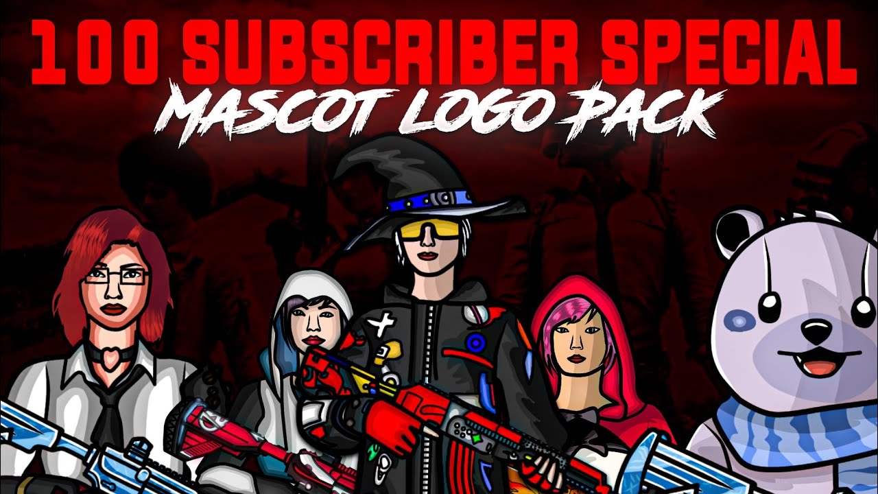 100 subs special Mascot logo Pack | Free mascot logo pack | Free Dowload
