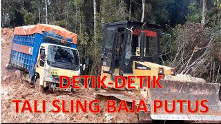 Detik-Detik Tali Sling Baja Putus - Tarik Mobil Truk Barang