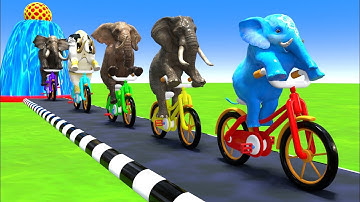Paint Animals Mammoths and Elephants Size Comparison Fountain Crossing Animal Game Transformation