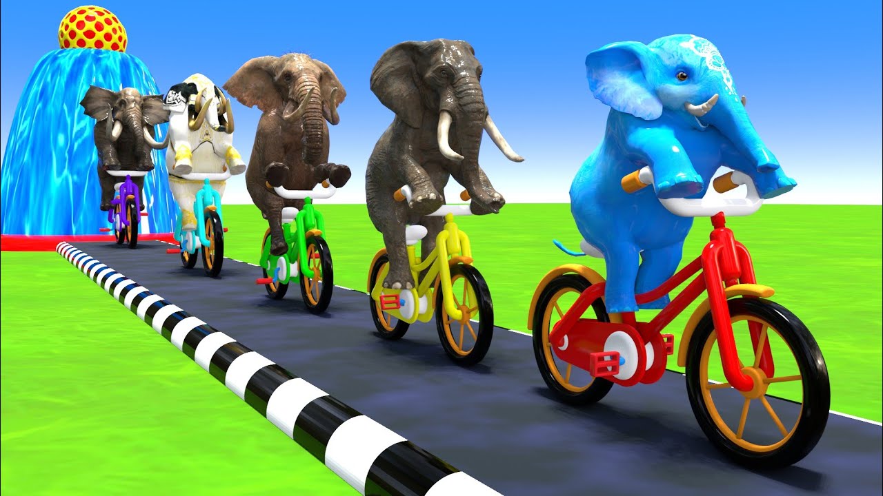 Paint Animals Mammoths and Elephants Size Comparison Fountain Crossing Animal Game Transformation