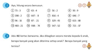 Jawaban matematika kelas 4 hal 98 Kurikulum Merdeka 1) 73:3, 2) 63:4, 3) 56:2, 4) 93:9, 5) 398:2 screenshot 4