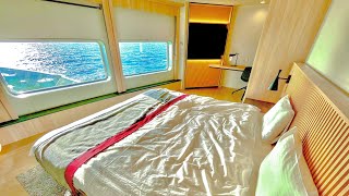 [رحلة فردية فاخرة على متن سفينة جديدة] رحلة بحرية في الصباح الباكر في غرفة جناح مطلة على المحيط