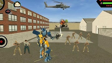 Robot Shark - (Furious Robot Car Destroy Army Helicopter) - Robot War in Camp - Android Gameplay HD