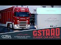 Cotra  classic car auction gstaad 2022  oldtimer transport  scania v8  volvo fh