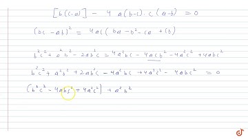 Show that If `a(b-c) x^2 + b(c-a) xy + c(a-b) y^2 = 0` is a perfect square, then the quantit...