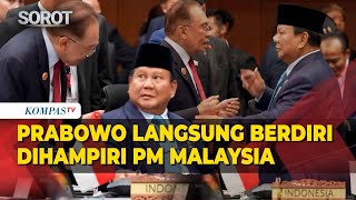 Prabowo immediately stood up when approached by Malaysian PM Anwar Ibrahim at the ASEAN Plus Thre...