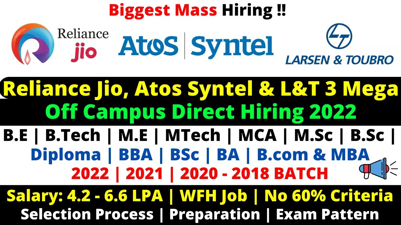 Biggest Mass Hiring by Reliance Jio/ Atos Syntel/ L&T for Associate Engineer 202218 Salary 6