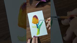 Painting a Tulip🌷 flower using watercolor || watercolor flower painting #youtube #art #flowerart
