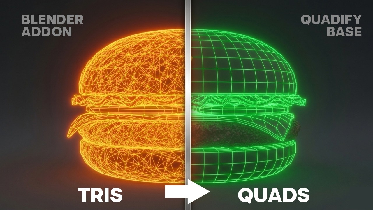Quadify Base — Convert Any Triangulated Mesh to Quads in Blender - YouTube