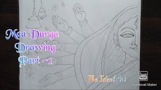 Maa Durga Drawing part -1/Maa Durga outline drawing /How to draw ma Durga -step by step/Durga puja