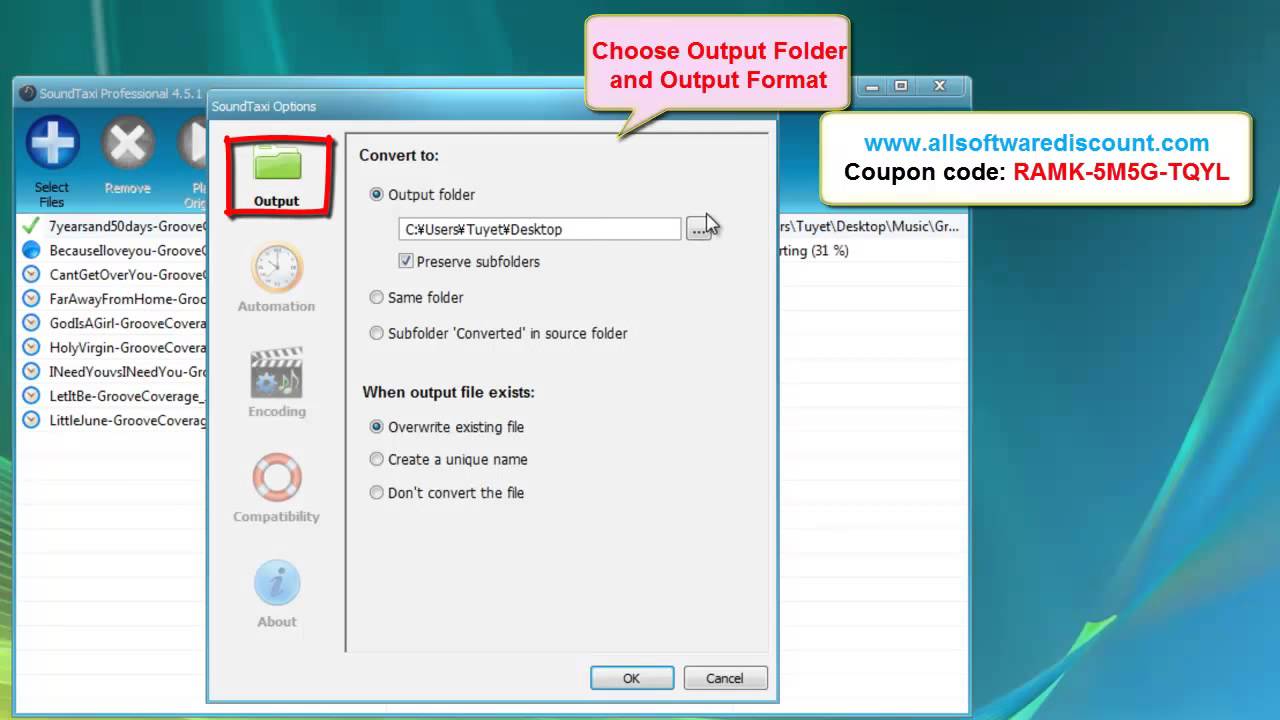 How to convert audio files to wav using SoundTaxi Professional YouTube