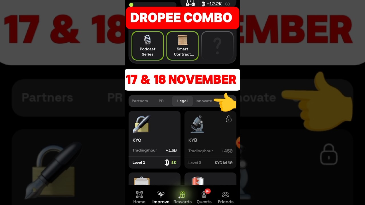 Dropee Daily Combo 17-18 November | New Daily Combo Card 18 November |Daily Combo Dropee