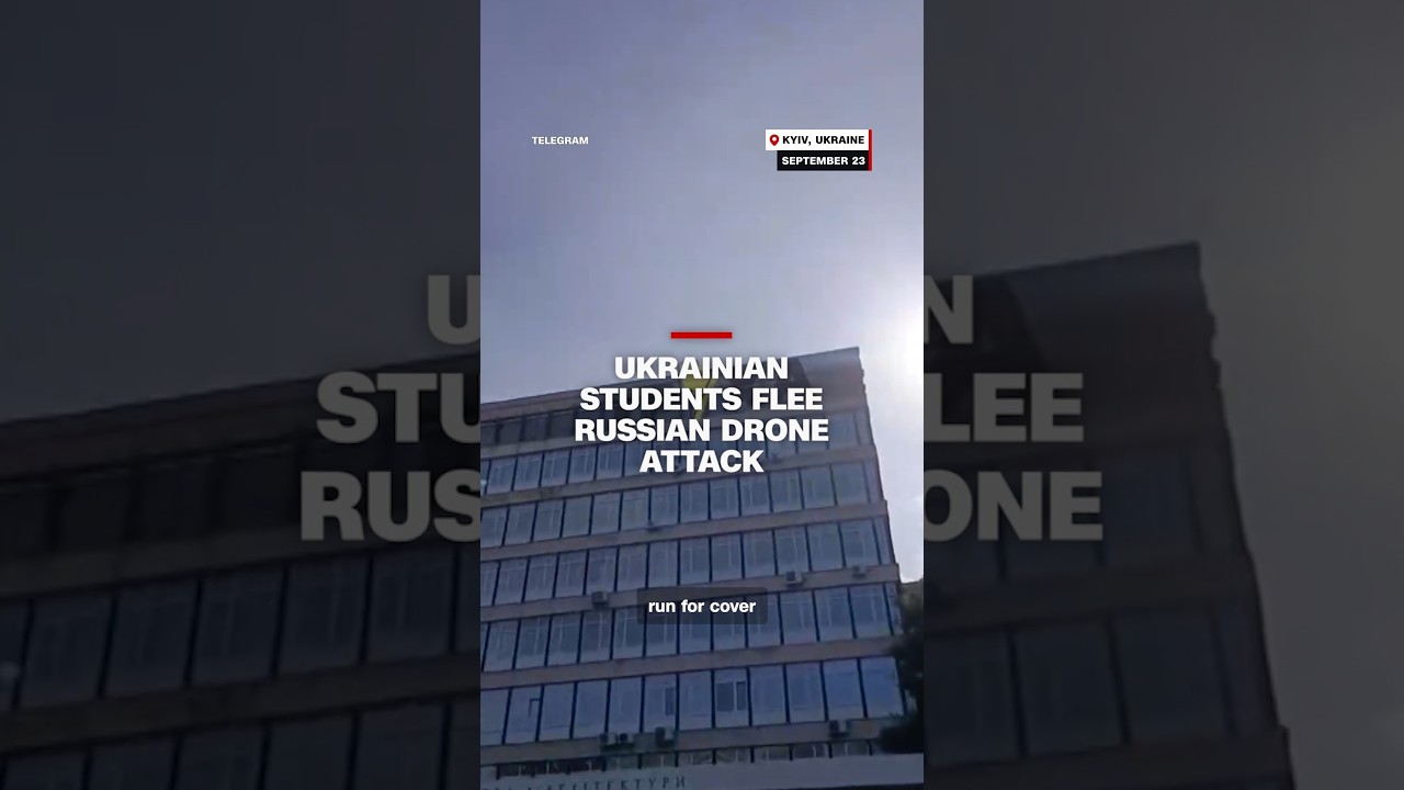 Ukrainian students flee Russian drone attack