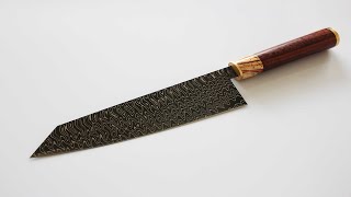 Damascus çelik kiritsuke şef bıçağı yapımı