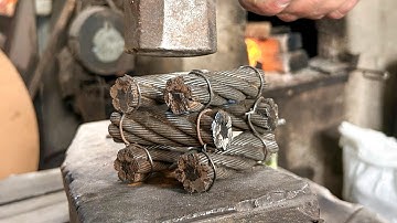 🔥Damascus Steel. Knife from the Elevator Cable. Forged in Fire.