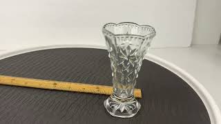 Vintage Small Clear Glass Crystal Pressed Bud Vase Germany Texture Tabletop 5 inches