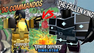 90 COMMANDOS VS. THE FALLEN KING!! Tower Defense Simulator - ROBLOX