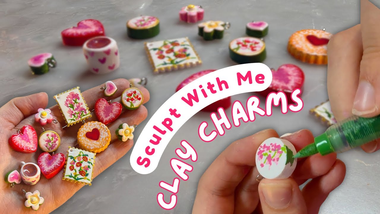 Making Spring Clay Charms From Scratch! (Painting + Glazing!) 🩷🌷 - YouTube