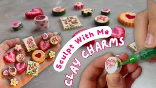 Making Spring Clay Charms From Scratch! (Painting + Glazing!) 🩷🌷