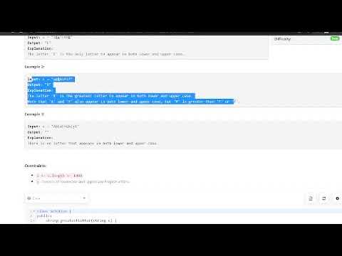 5242. Greatest English Letter in Upper and Lower Case | Leetcode Contest Solution weekly-contest-298