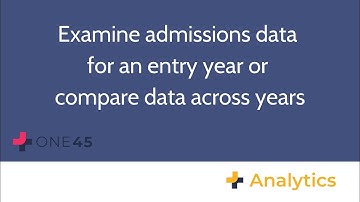 One45 Analytics: Examine admissions data for an entry year or compare data across years