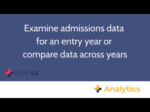 One45 Analytics: Examine admissions data for an entry year or compare data across years