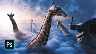 Very Tall Giraffes Photo Manipulation Speed Art