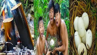 Primitive Skills The Boys Wild Find Chicken Nest With A Lot Of Eggs Smart Boys Cooking Eggs