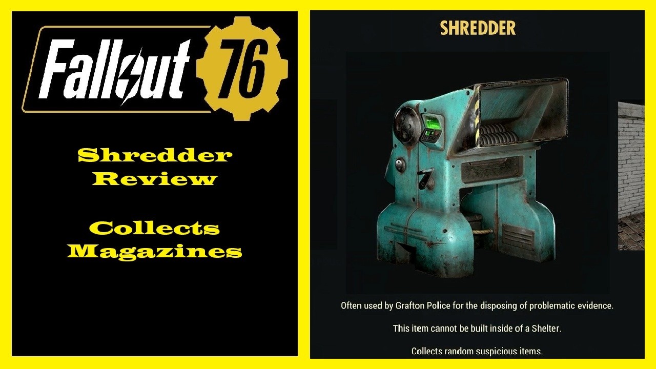 Fallout 76 - Обзор игры Shredder - Ресурс для лагеря, который собирает журналы
