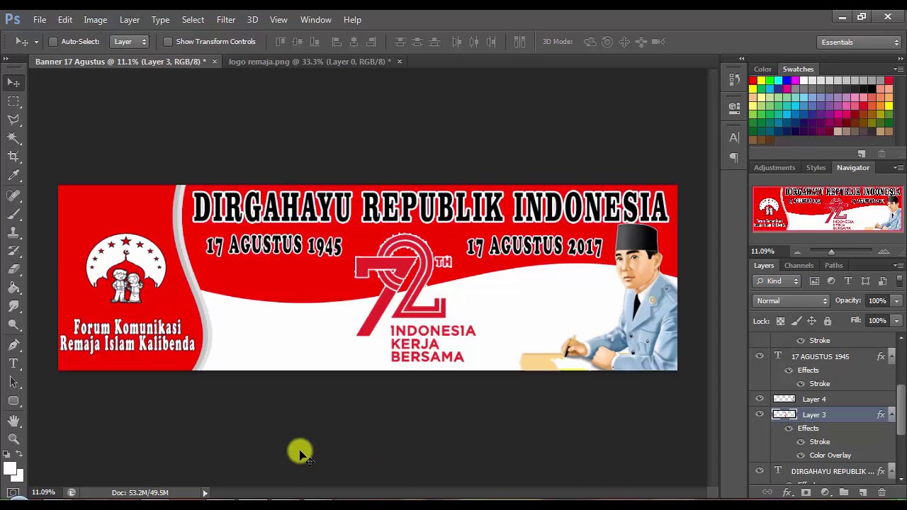 cara membuat desain  banner  17  Agustus  Kemerdekaan RI YouTube