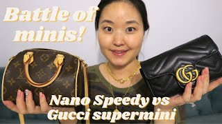Louis Vuitton Nano Speedy vs Gucci Marmont Supermini! | Battle of mini bags! | #louisvuitton #gucci