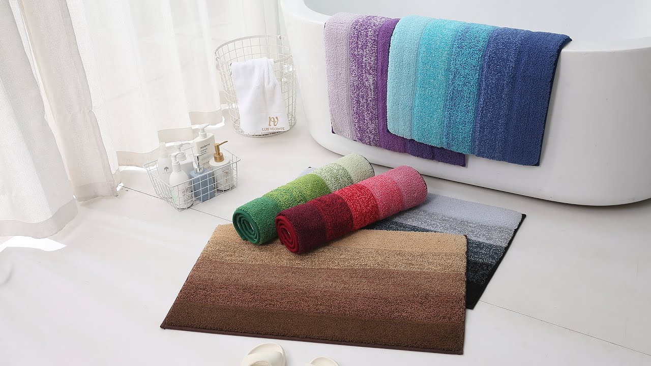 HOKIPO Premium Rubber Backing Anti Slip Microfiber Bath Mats for Bathroom (AR-2436)