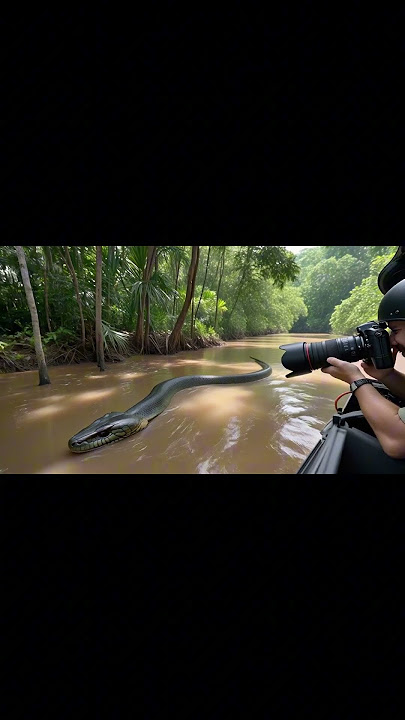 Rare Sight of Anaconda snake in amazon River
