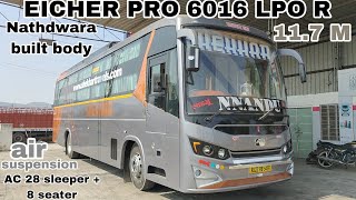 Eicher pro 6016 R lpo air suspension chassis built ac sleeper bus, nathdwara body built 11.7m length screenshot 4