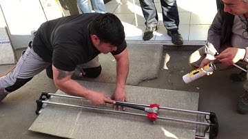 Cortadora Hit-1200 Rubi demostración corte de porcelanato 1cm espesor rugoso en Ferreteria Noriega