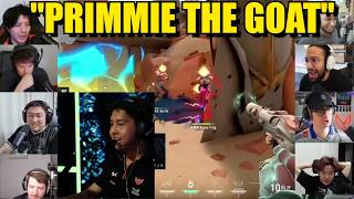 Valorant streamers react to FS Primmie's INSANE PISTOL 3K against KRX