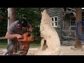 Chainsaw Carving A Life Size Wolf!!!