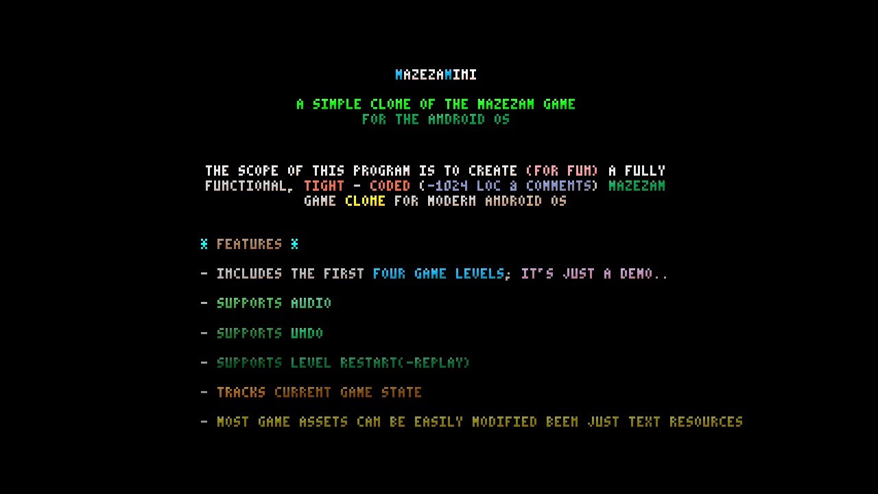 MazezaMini a tiny game clone for Android OS in Java (source code incl ...