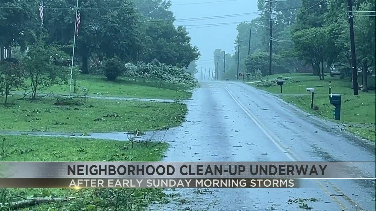 Residents around Mayfield clean up after storm sweeps through area ...