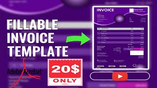 Fillable PDF Sales Invoice Template Design 4 | Editable Invoice with Auto Tax & Total  #fillablepdf