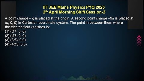 A point charge + q is placed at the origin. A second point charge +9q is placed at  #jeemain2025
