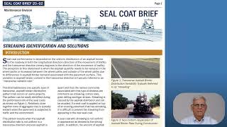 Seal Coat Brief 20-02: Streaking Identification & Solutions